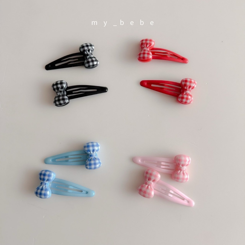正韓夏MY BEBE 格子蝴蝶結髮夾