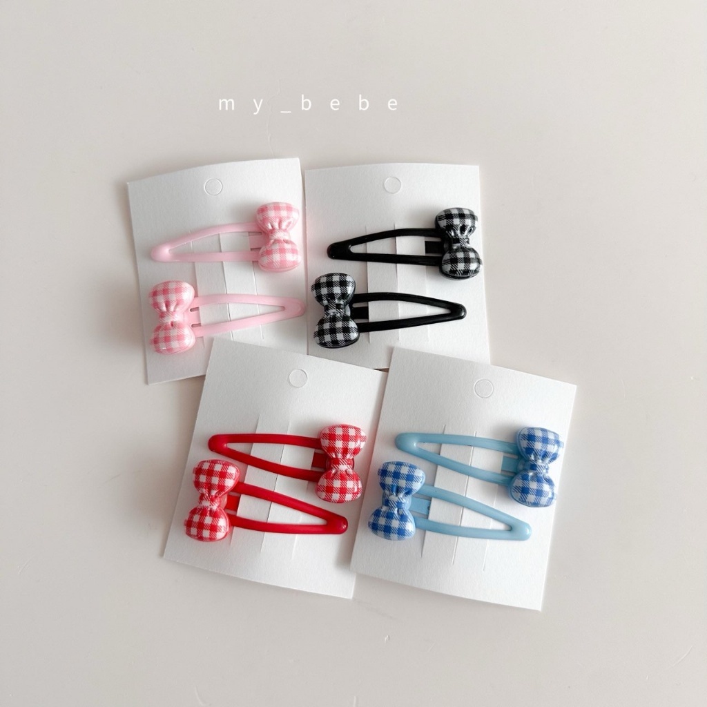 正韓夏MY BEBE 格子蝴蝶結髮夾