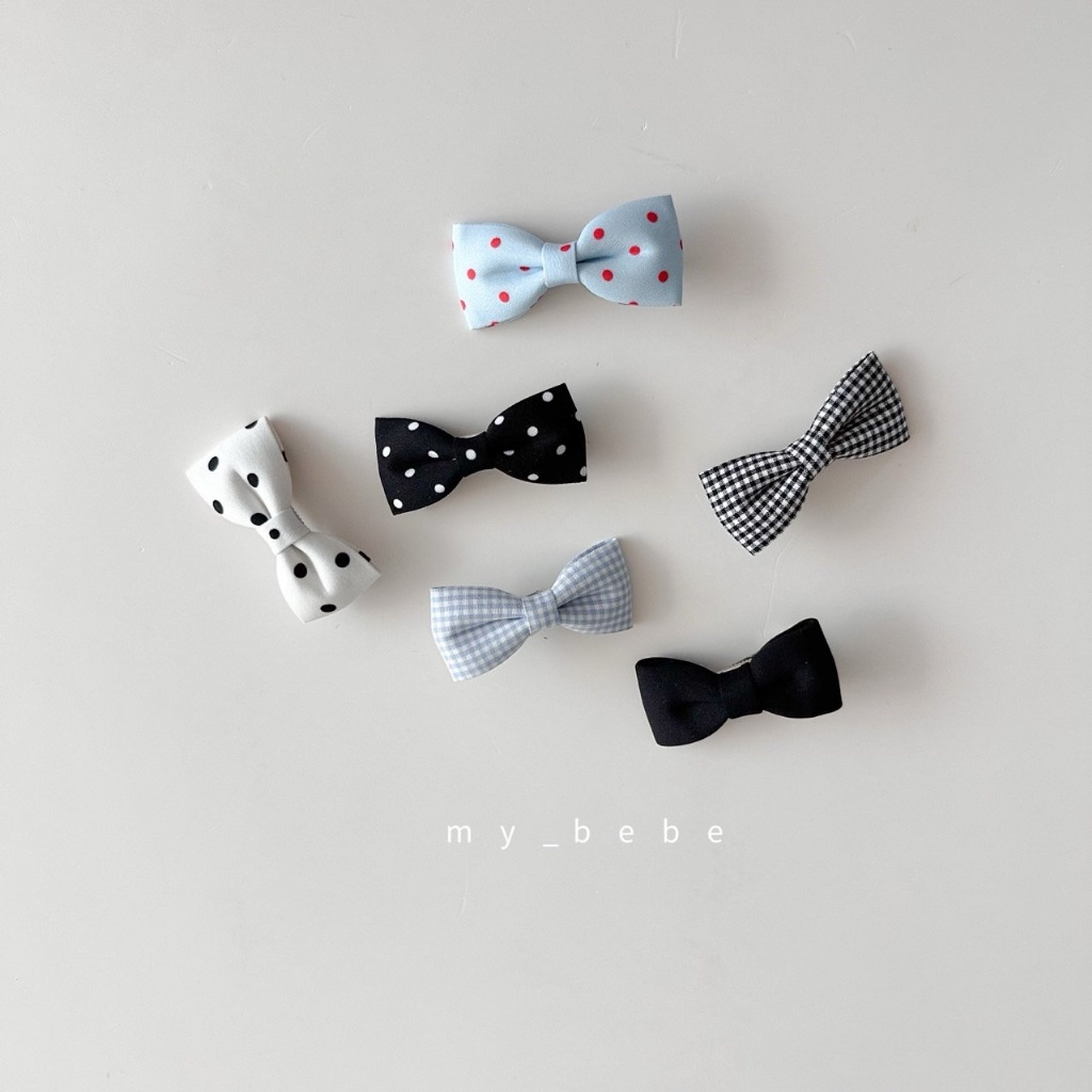 正韓夏MY BEBE 波點格子蝴蝶結髮夾
