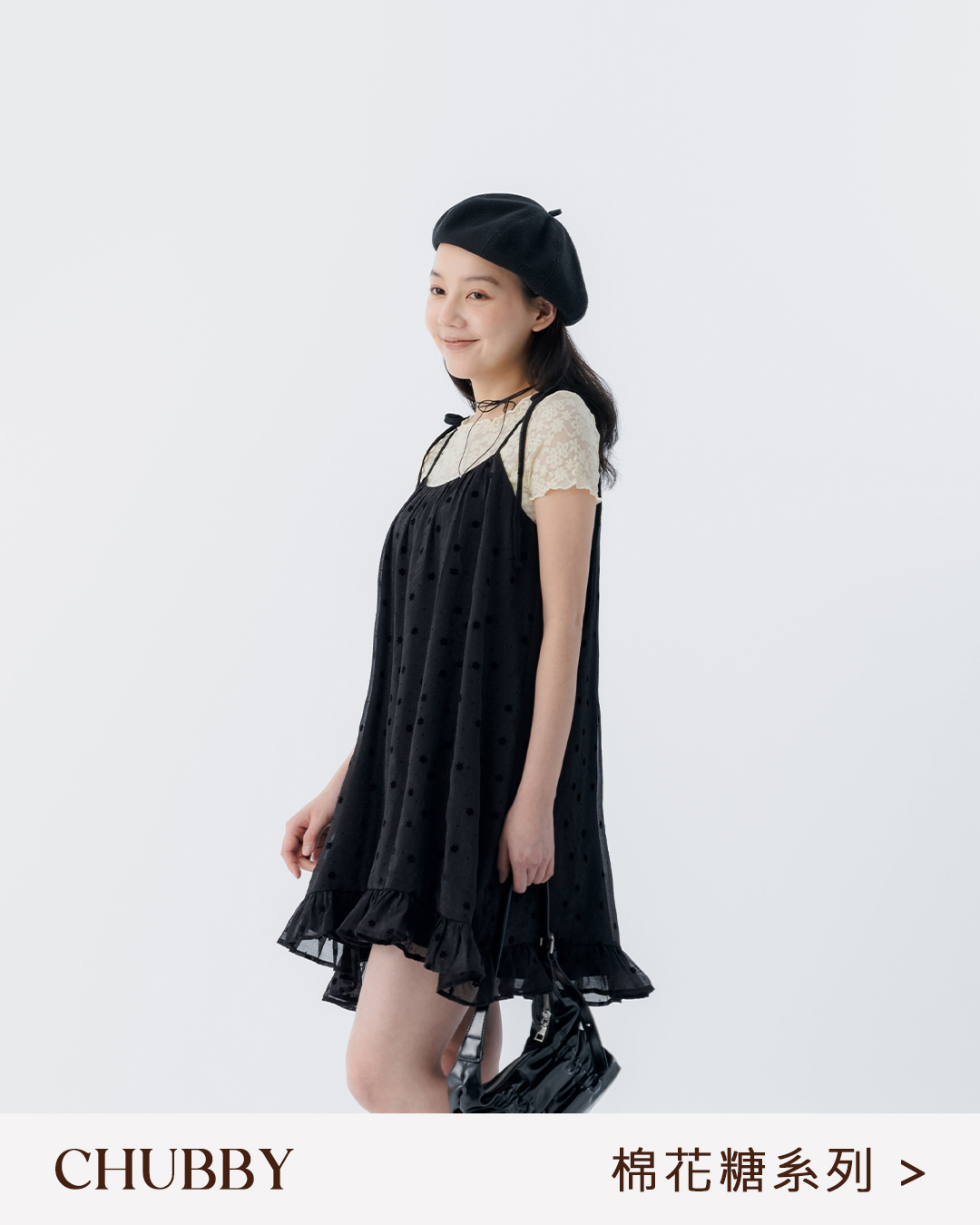 Marshmallow-shaped floral micro-shine tie-up short dress, available in two colors, S/M/L.【01087278】in stock+pre-order