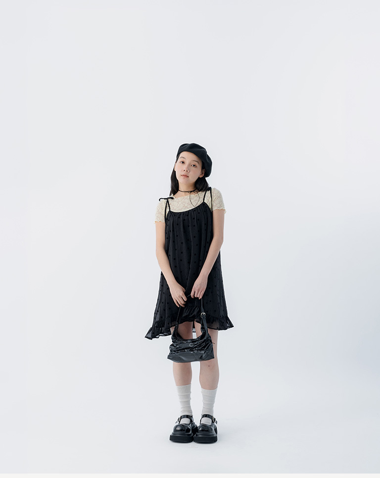 Marshmallow-shaped floral micro-shine tie-up short dress, available in two colors, S/M/L.【01087278】in stock+pre-order