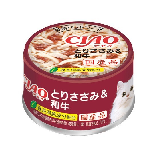 CIAO 罐頭 雞肉+和牛 85g,C-33【原箱24 罐】