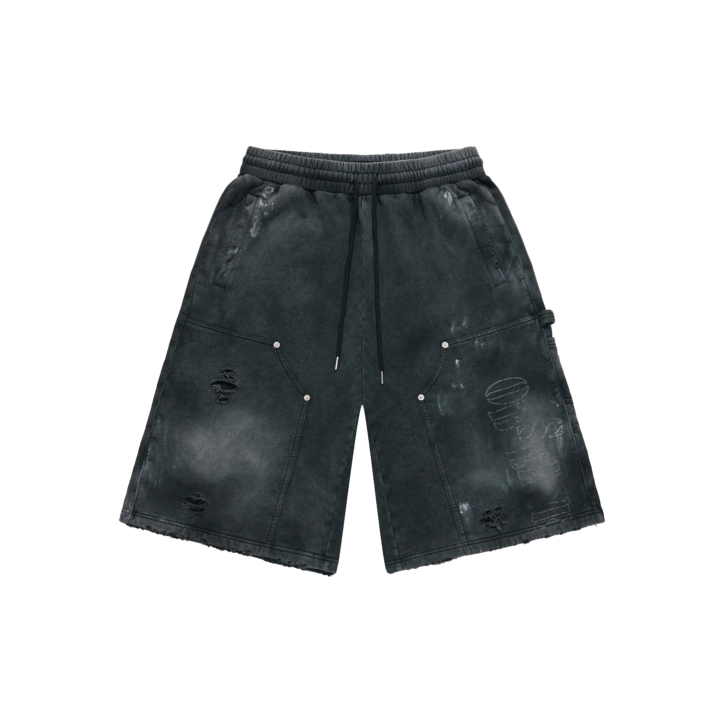 【車庫服飾】Sense Drip Distressed Cotton Shorts