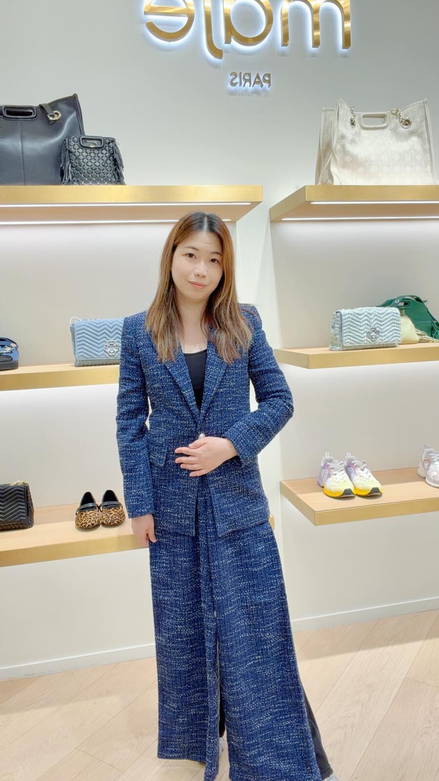 Maje 藍色直腳褲 #MFPPA00661