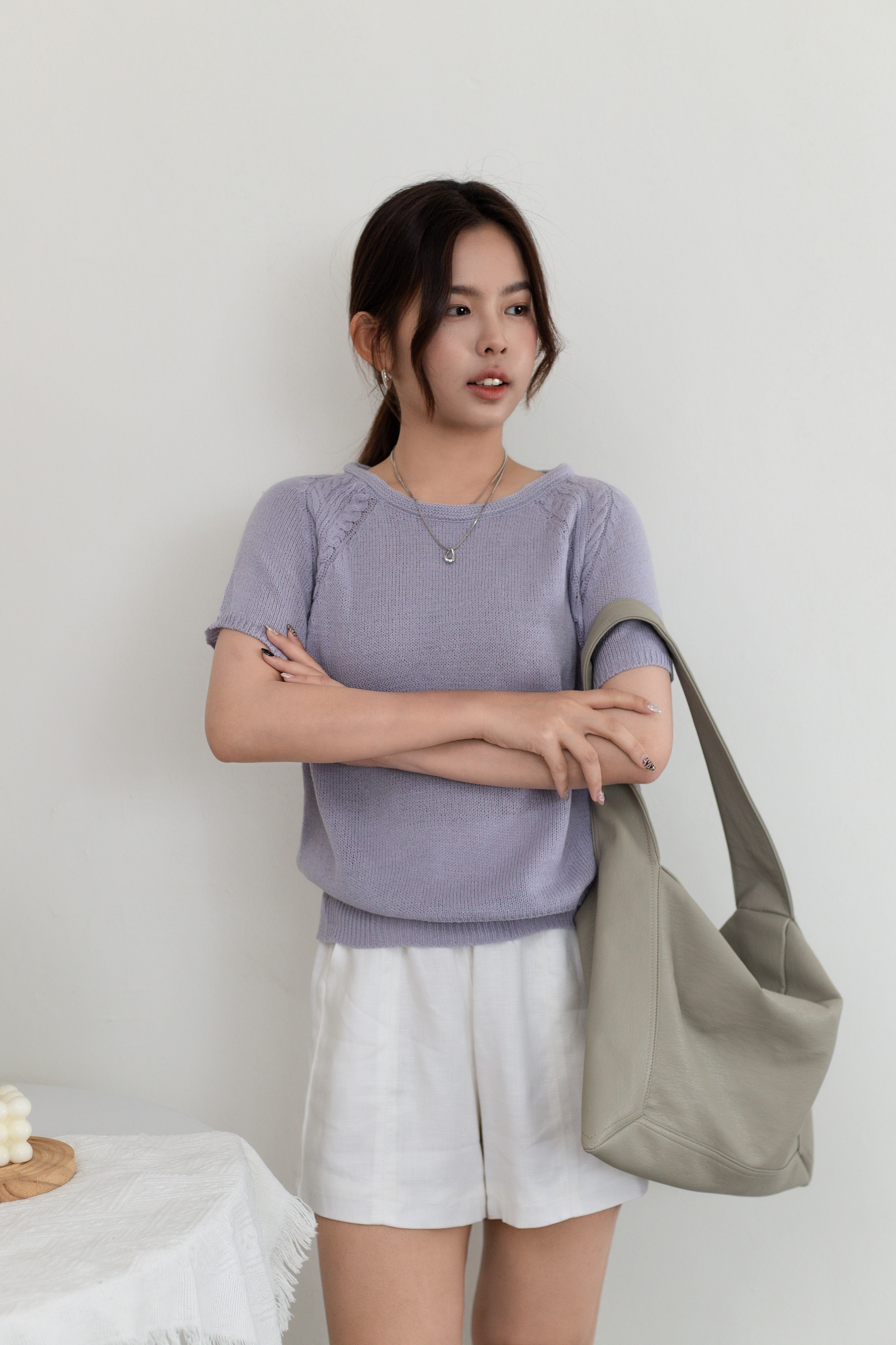 Kyrall Cable Knit Top Purple-2666KSPUR