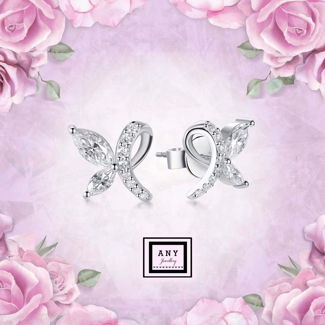 AQ11 B1950 Wings of Grace Earrings （莫桑）$398