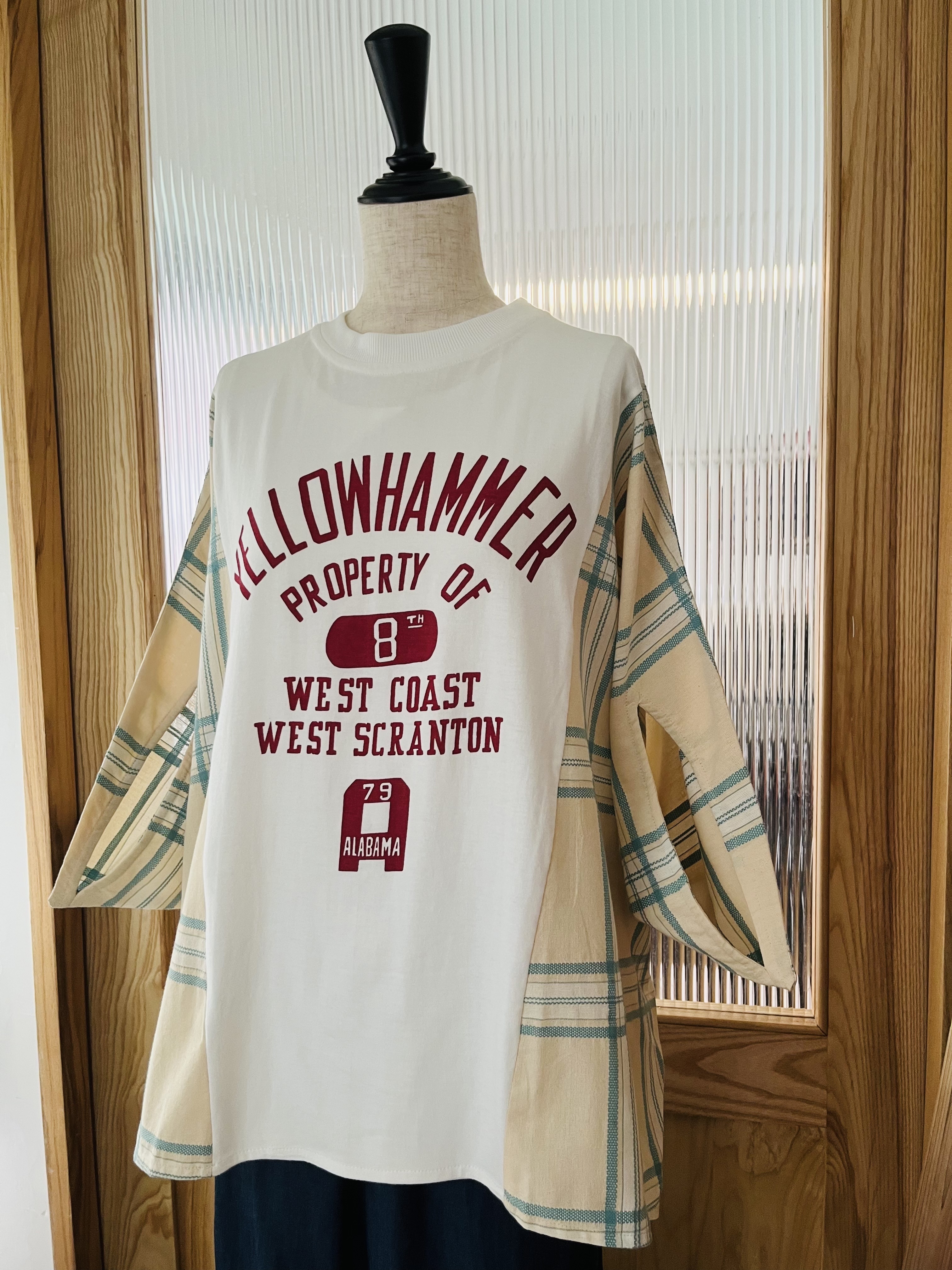 Lime.inc白色拼布格仔top