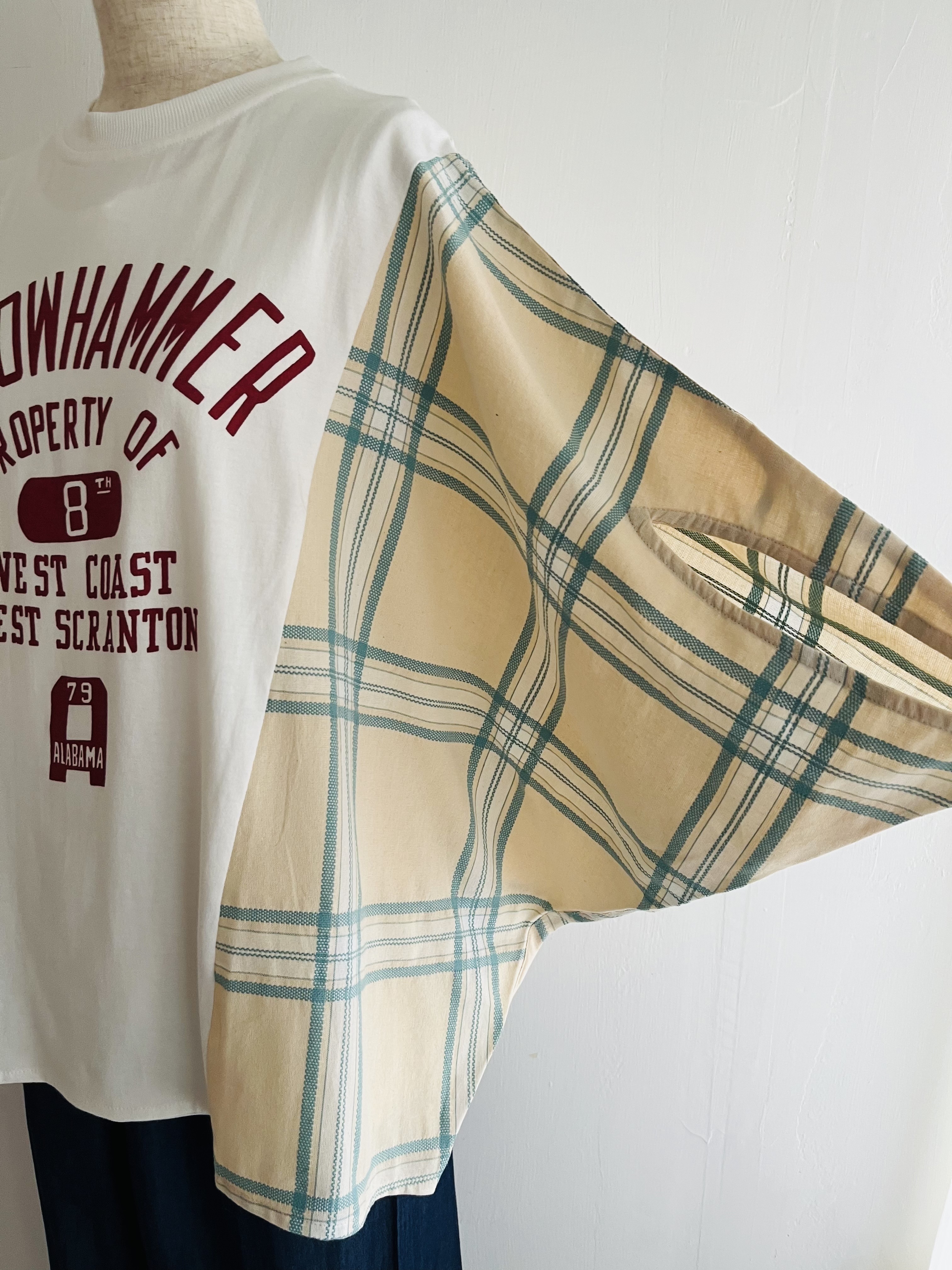 Lime.inc白色拼布格仔top