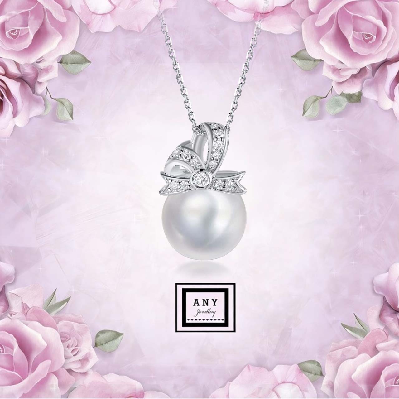 AQ22 N2982 12mm Crystal Pearl - Tie the Knot Necklace（莫桑）$398