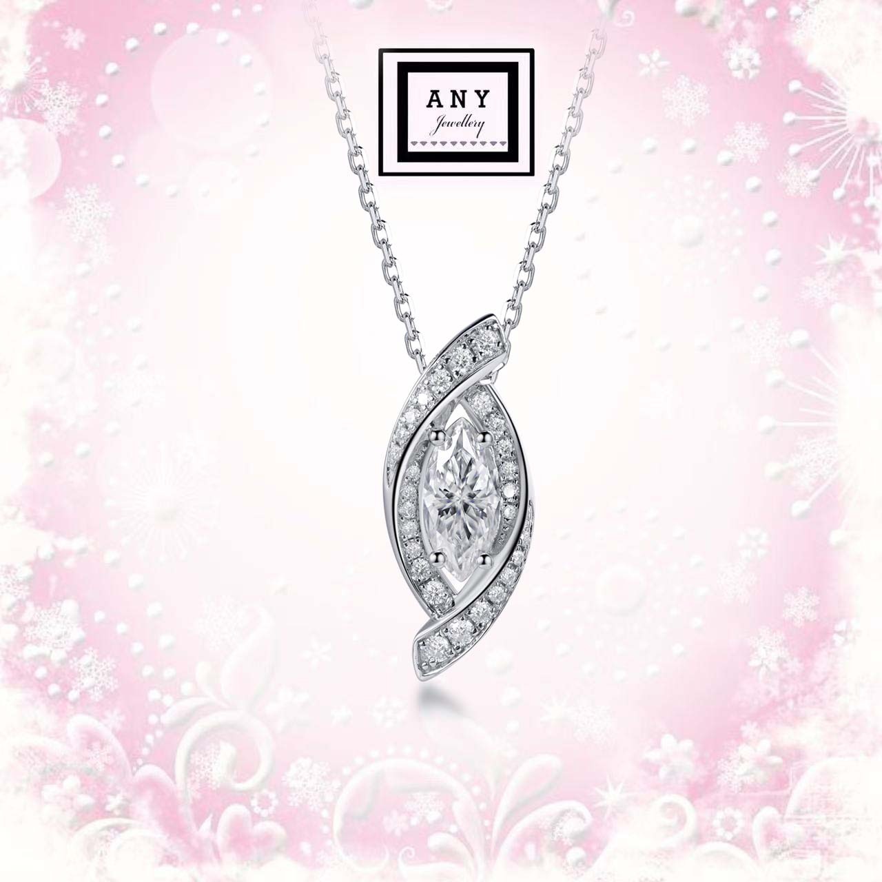 AQ26 N2985 1 Carat Marquise Necklace（莫桑）$398