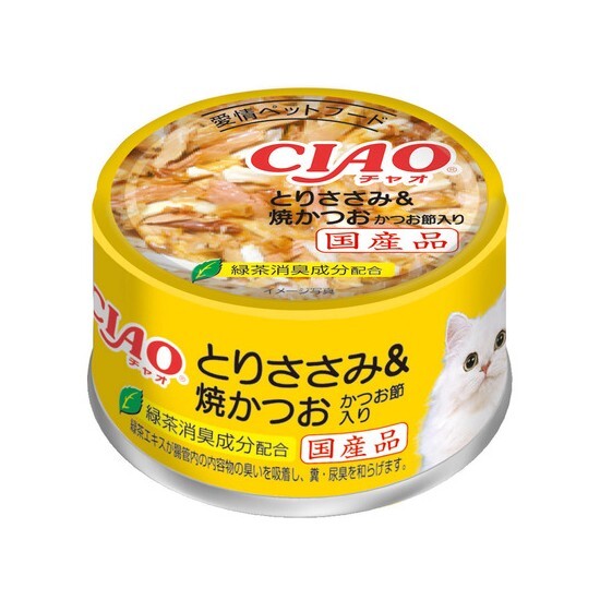 CIAO 罐頭 雞肉+燒鰹魚片 85g,C-54【原箱24 罐】