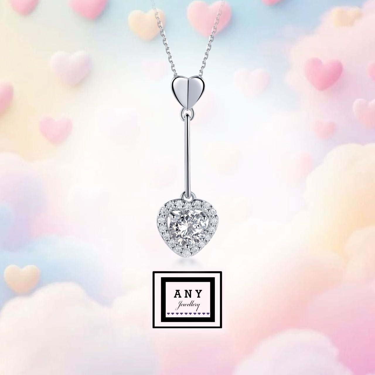 AQ28 N2994 1 Carat 心連心 Necklace（莫桑）$398