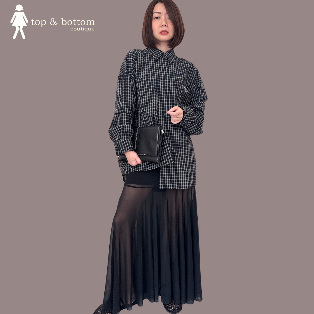 HIGH WAISTED MESH LONG SKIRT
