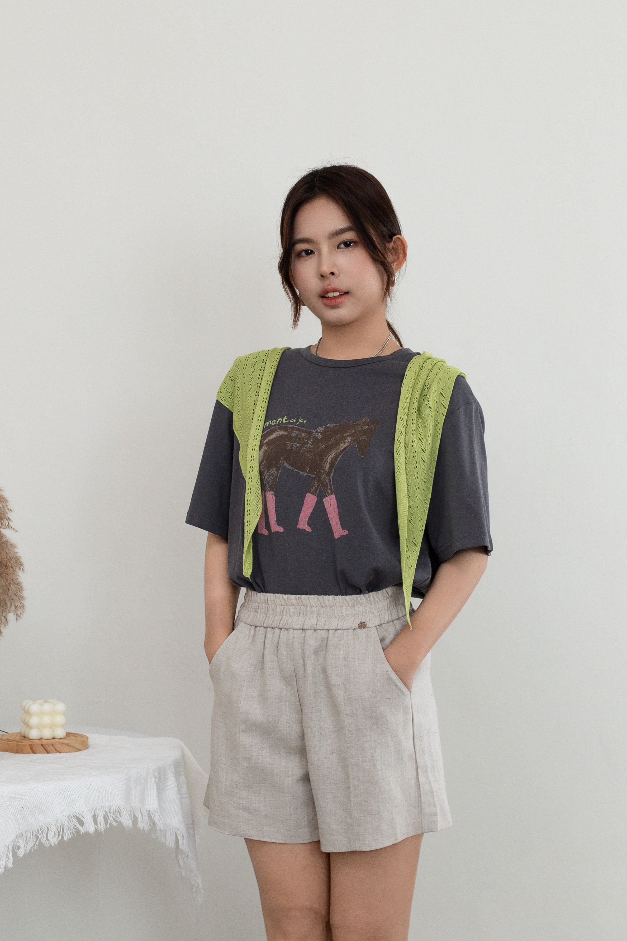 Mathra Relaxed Tee Grey (with scarf) -2664TSGRY