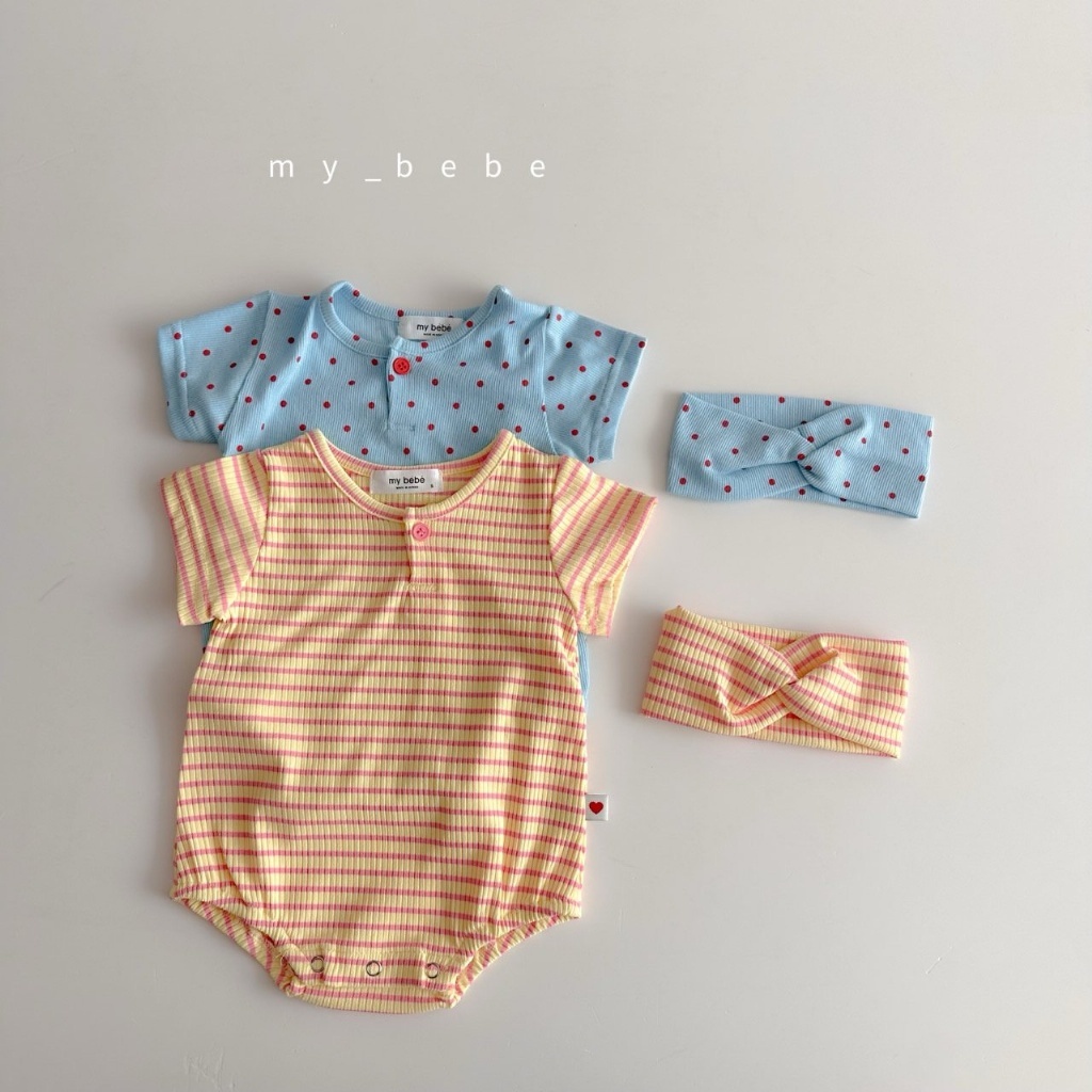 正韓夏MY BEBE 兩色格子/條紋包屁衣