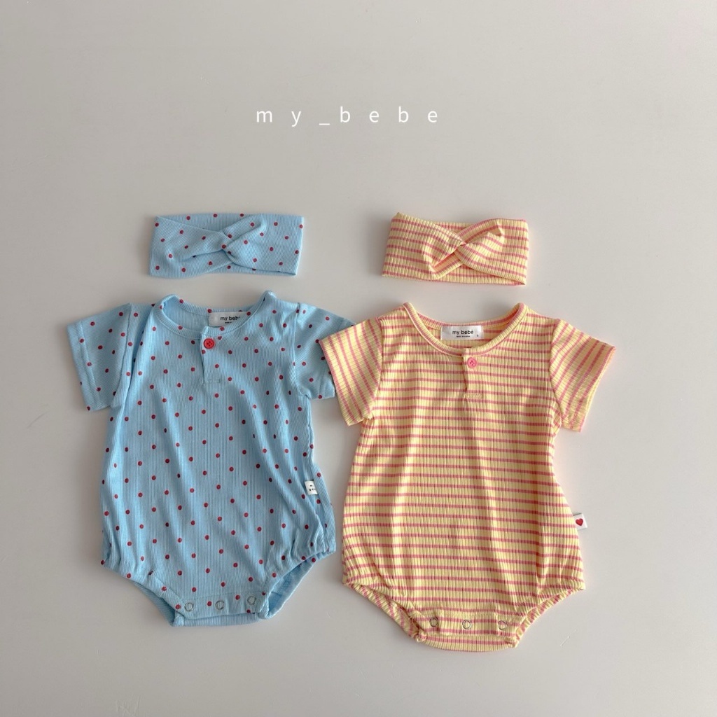 正韓夏MY BEBE 兩色格子/條紋包屁衣