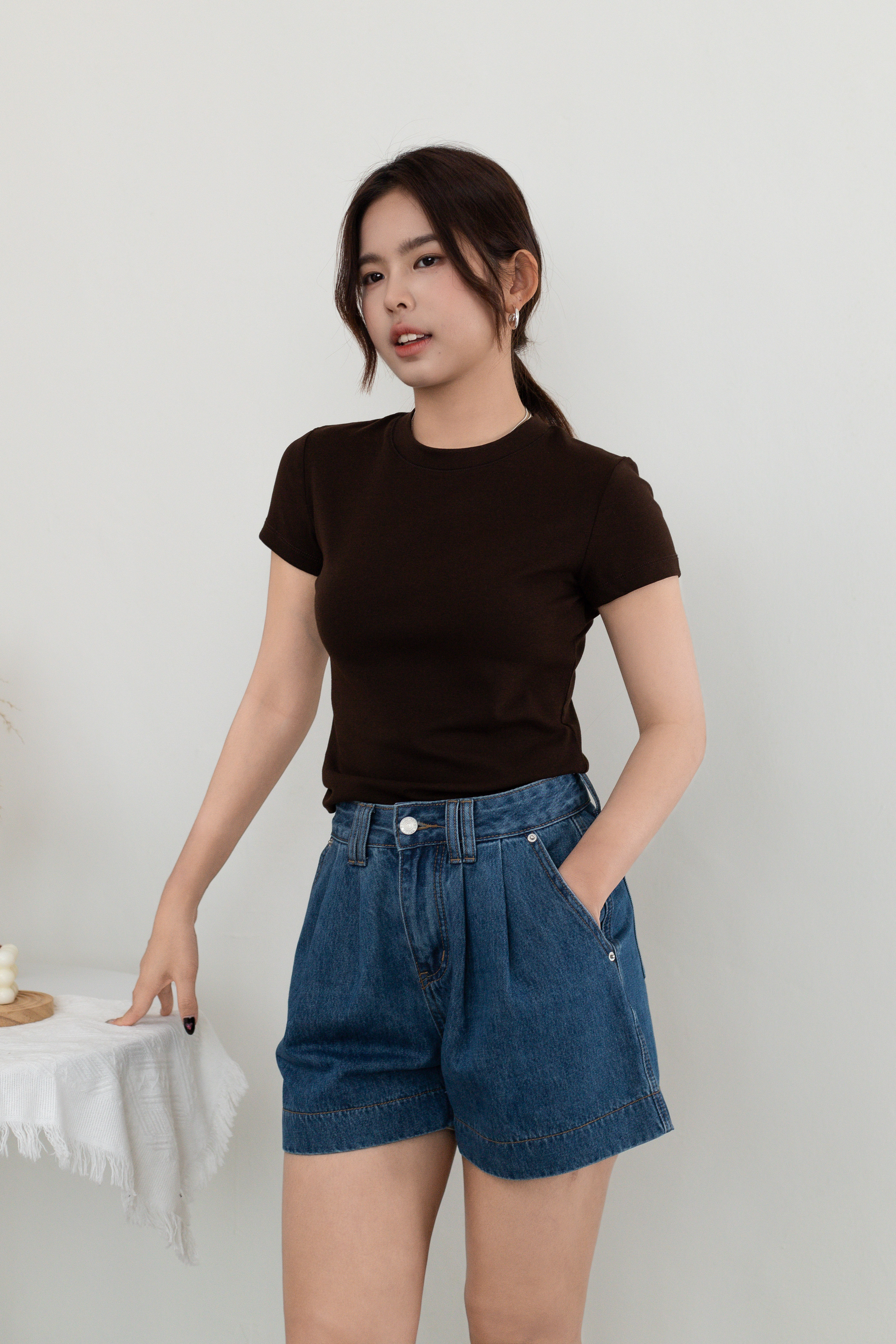 Milene Clean Cut Tee Brown-2659TSBRO