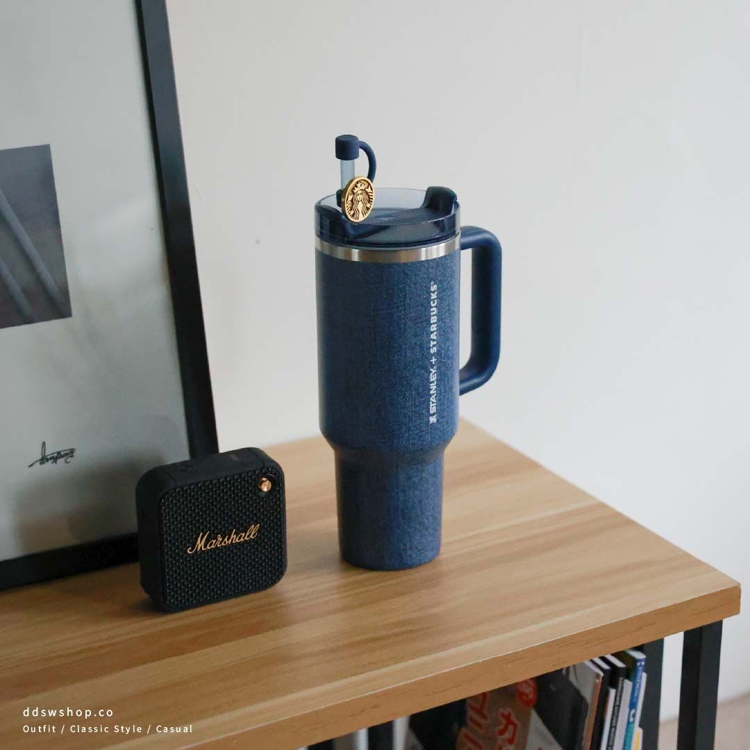"代購" STARBUCKS 星巴克 x STANLEY 單寧星咖系列 不鏽鋼提手吸管杯 大容量 隨行杯 吸管杯 牛仔藍