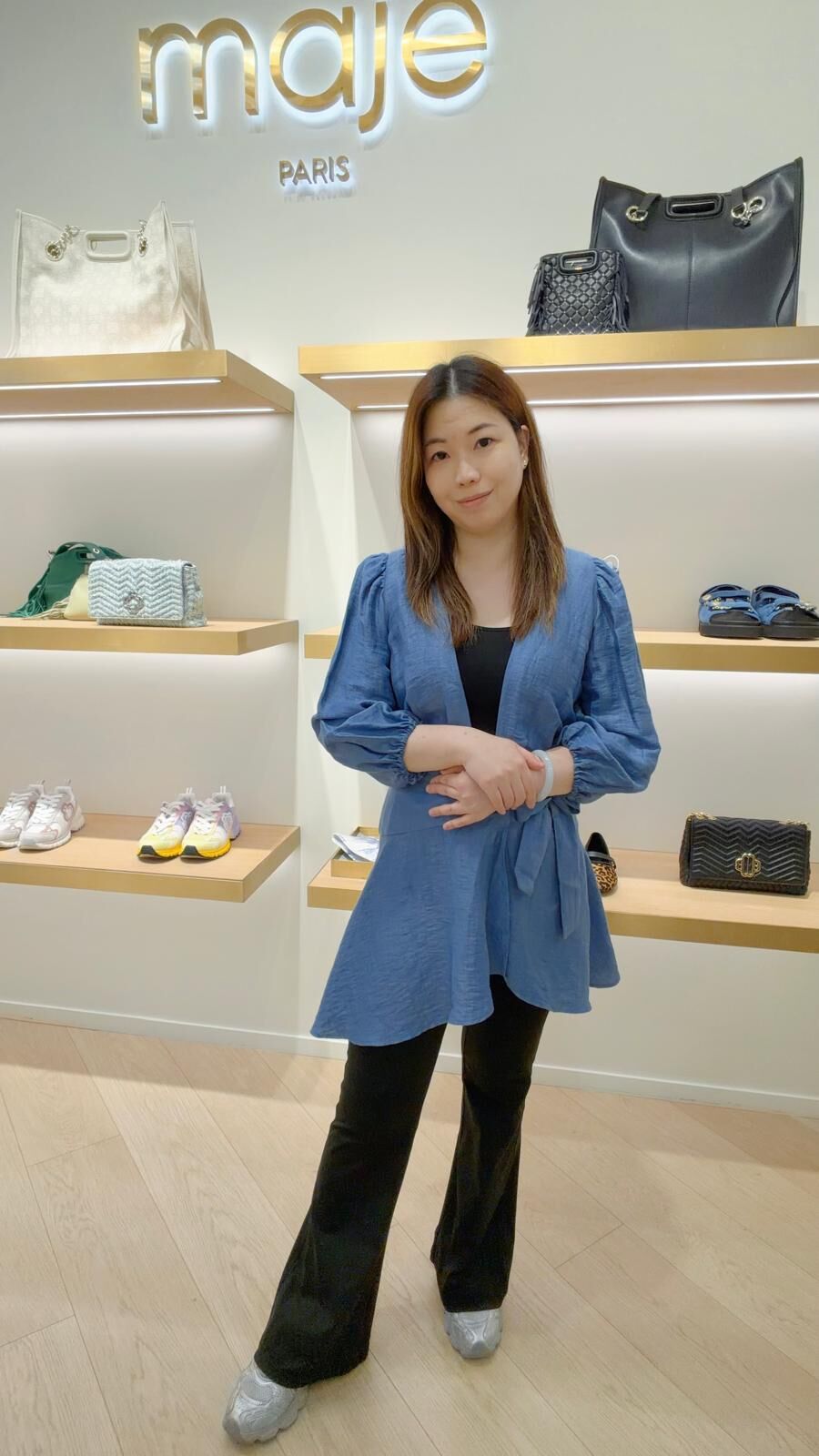 Maje 藍色長袖連身裙 #MFPRO03617