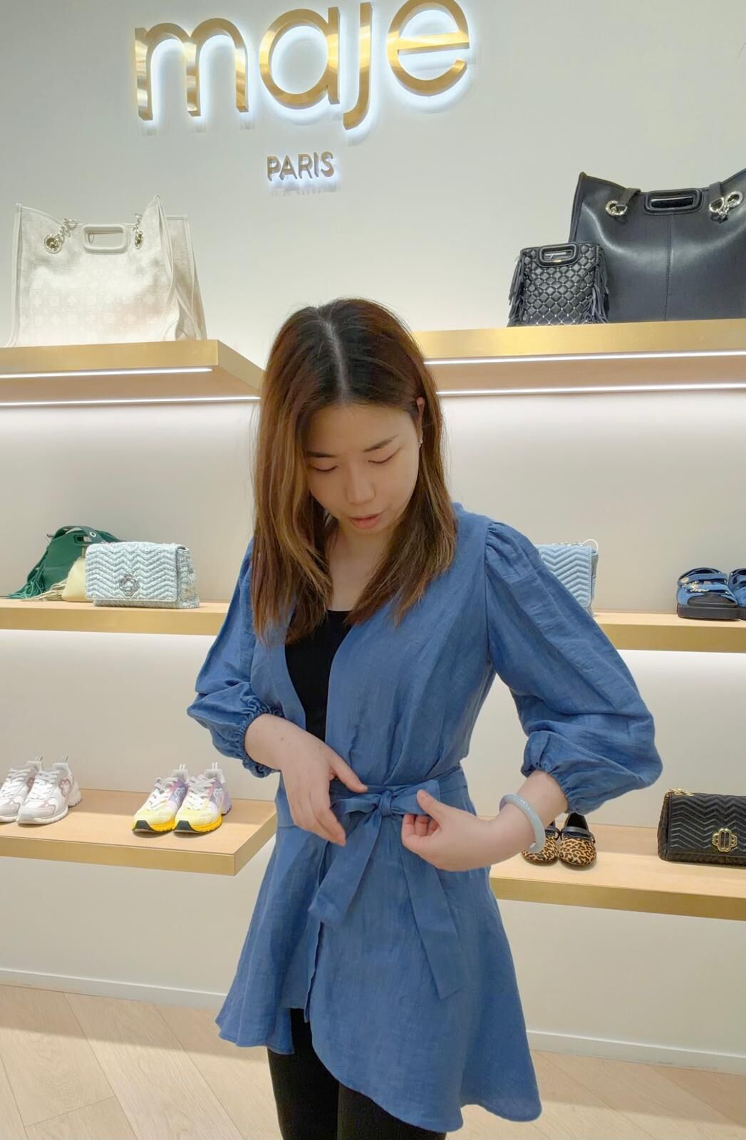 Maje 藍色長袖連身裙 #MFPRO03617