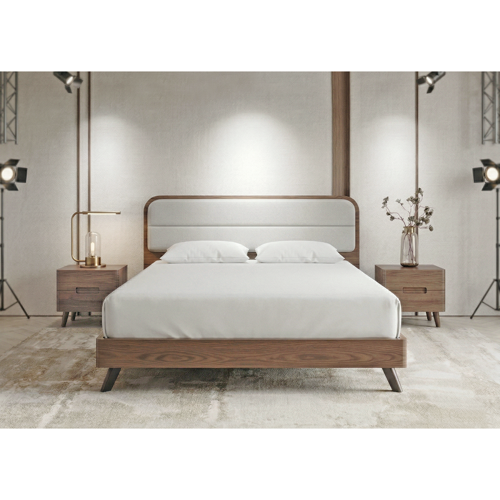 Trium 高耐磨科技皮床架-米白色 〔BB258W〕