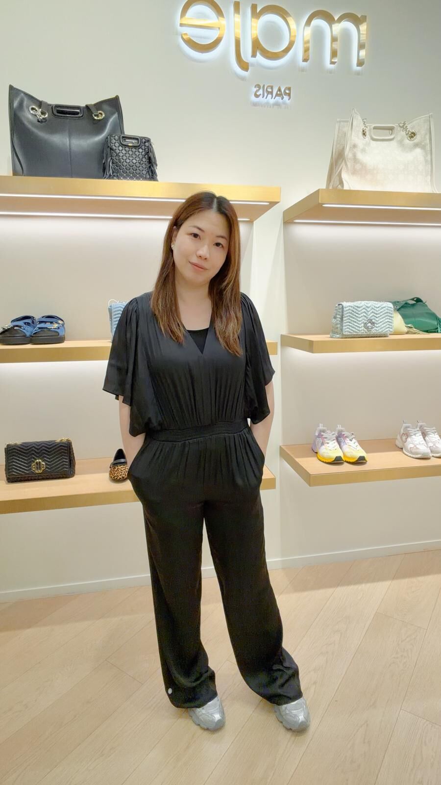 Maje 黑色V領連身裙 #MFPCO00271