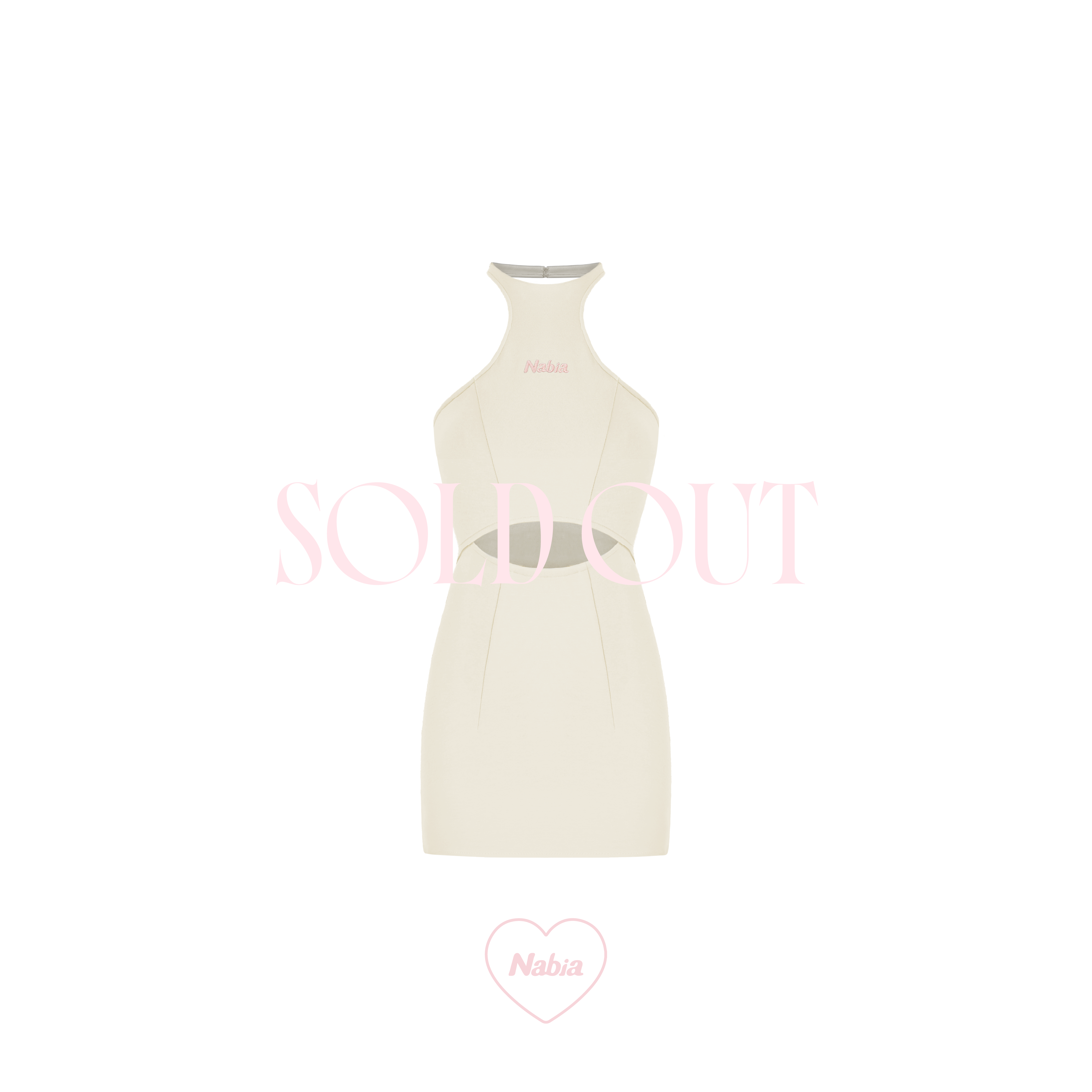 鏤空修身小洋裝 - 米白