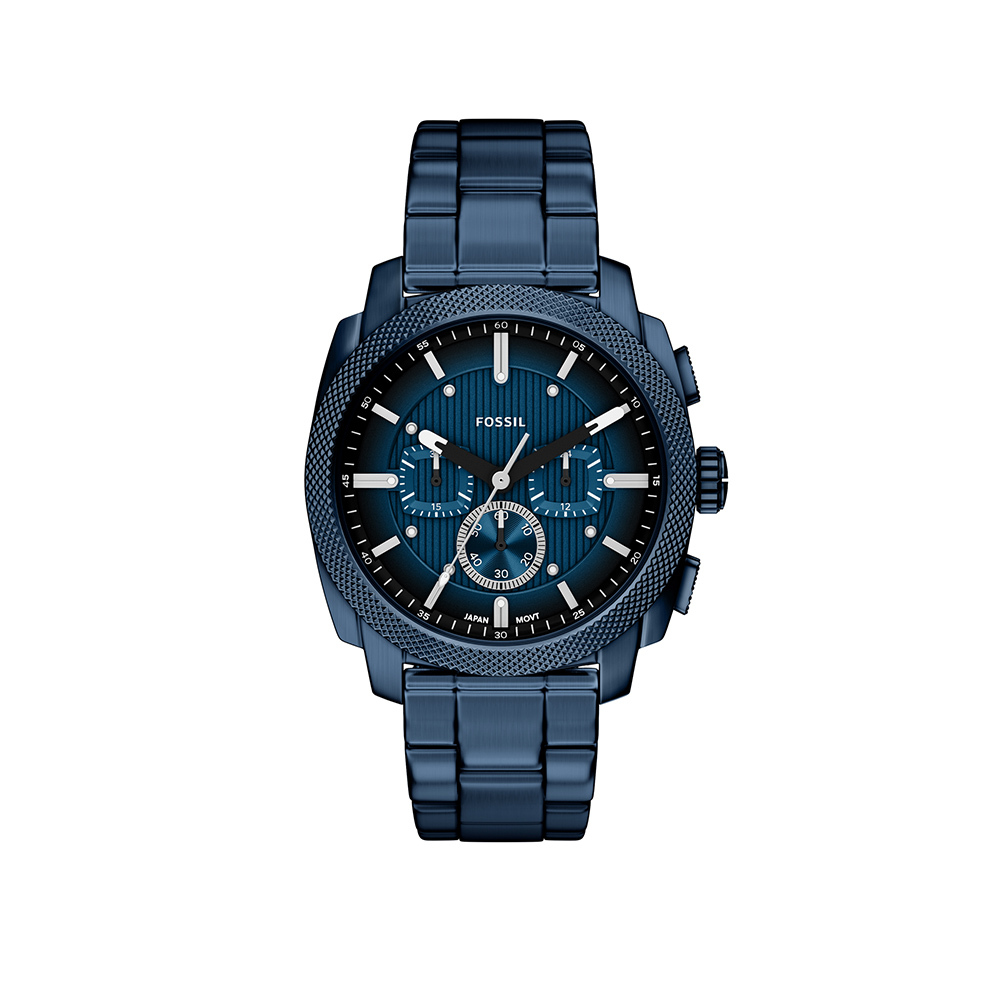 Machine 簡約經典深藍手錶 藍色不鏽鋼錶帶 44 MM FS6167