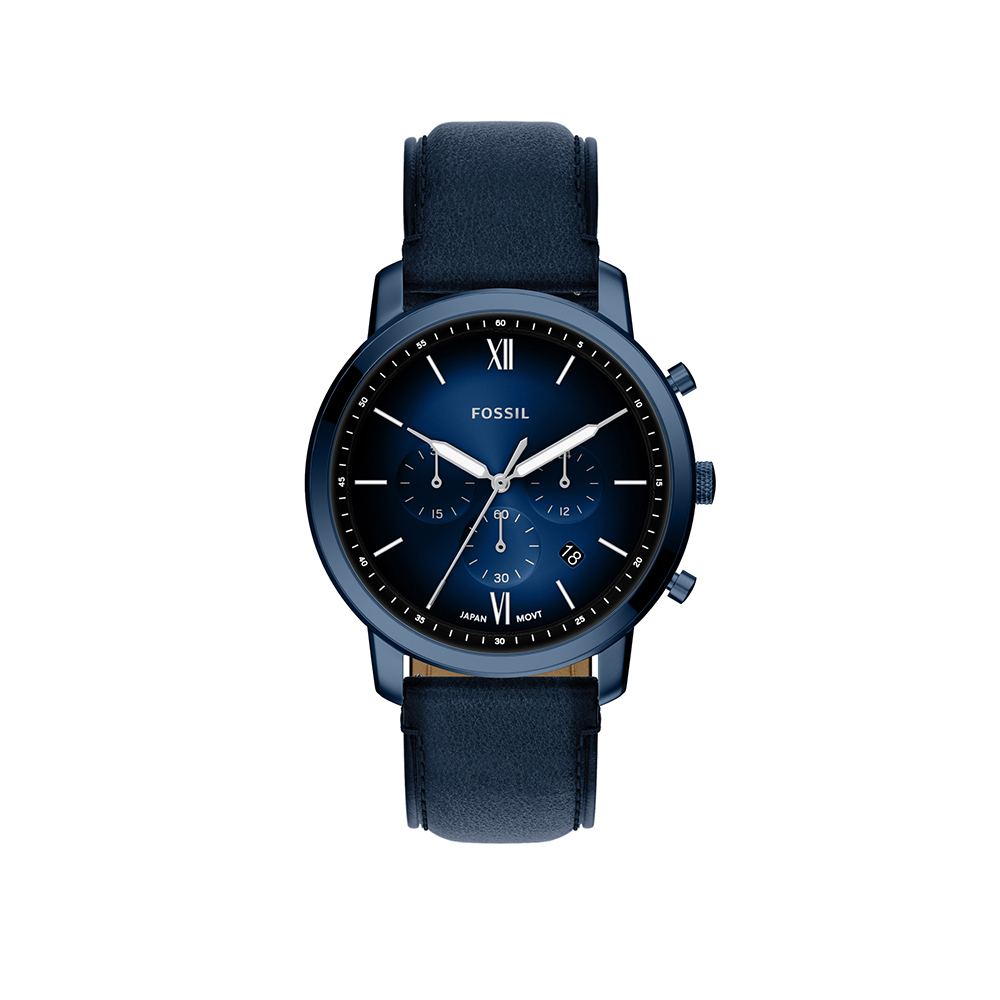 Neutra 雅士三眼計時手錶 藍色真皮錶帶 44 MM FS6168