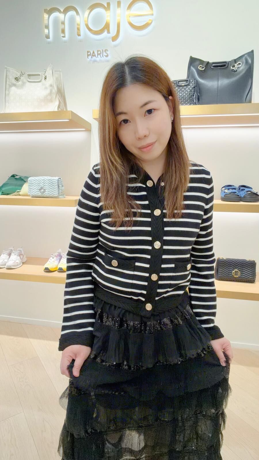 Maje 黑色紗質長裙 #MFPJU01116