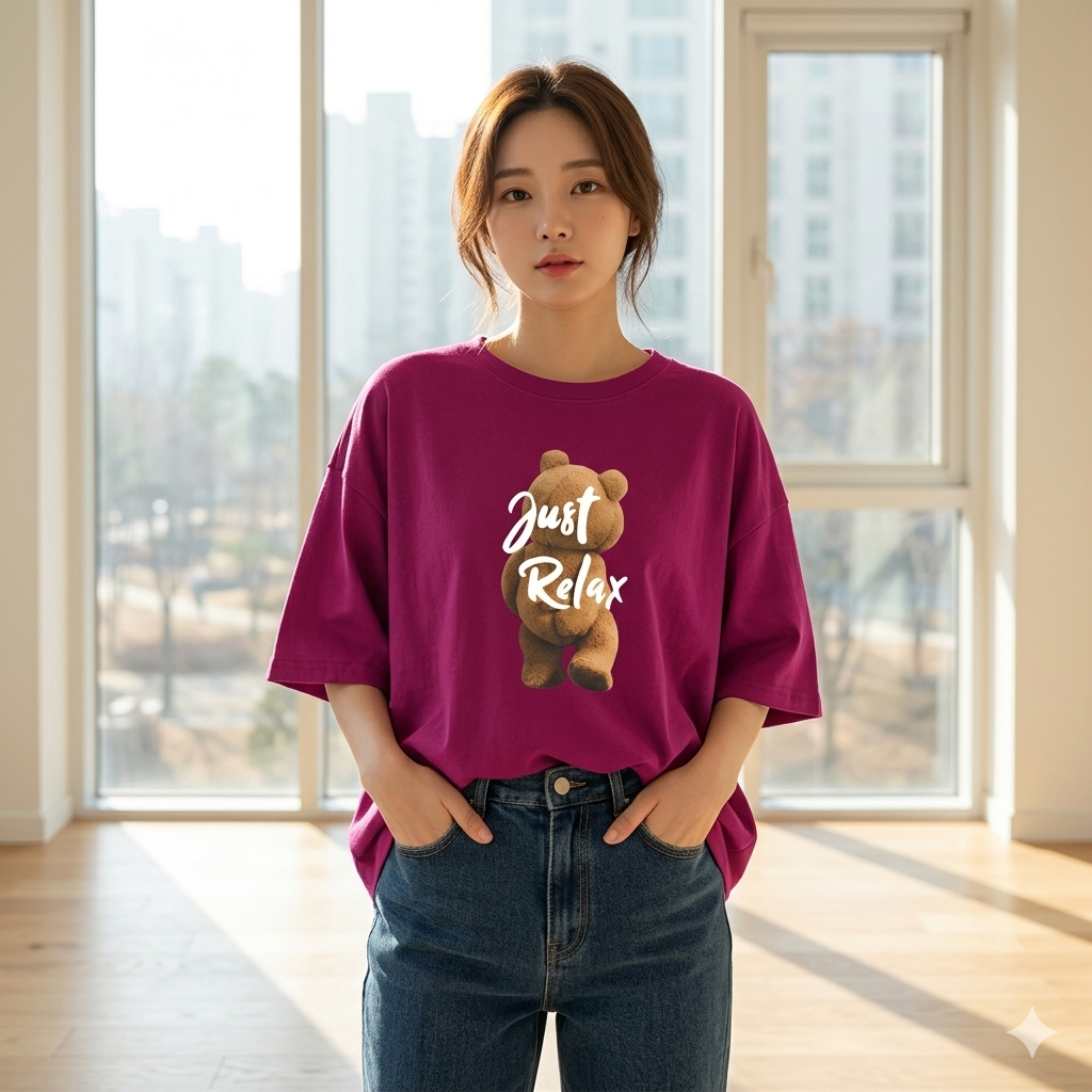 AS2367#女裝｜純棉上衣☆*放鬆小熊*中長版短袖T恤(10色 S-3XL)