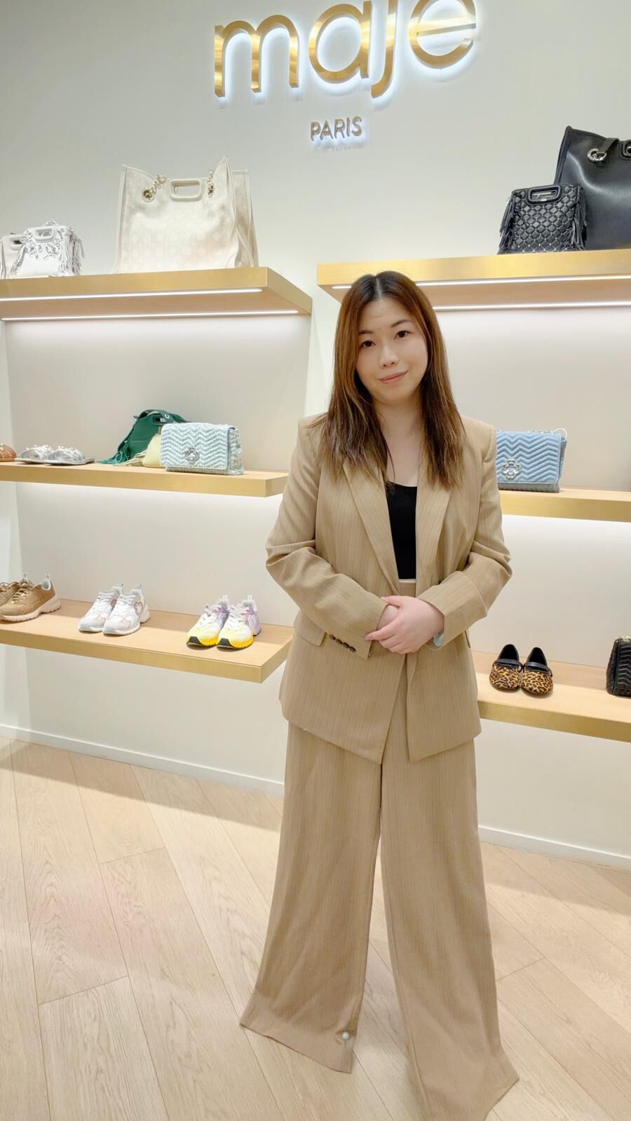 Maje 杏色西裝直腳長褲 #MFPPA00601