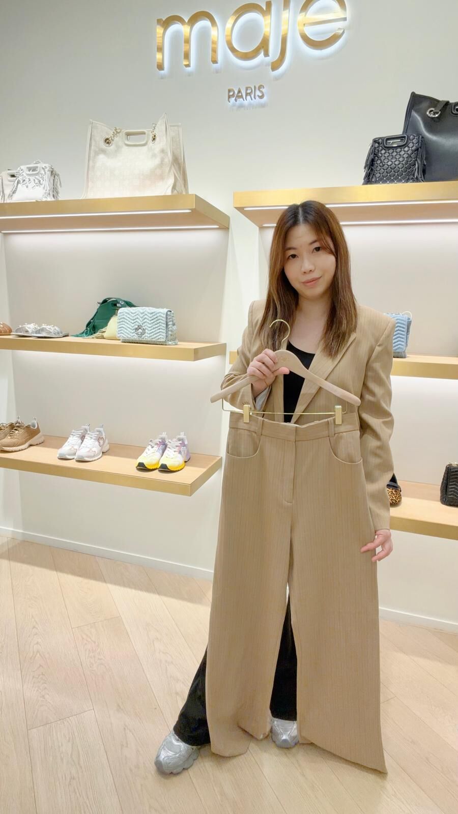 Maje 杏色西裝直腳長褲 #MFPPA00601