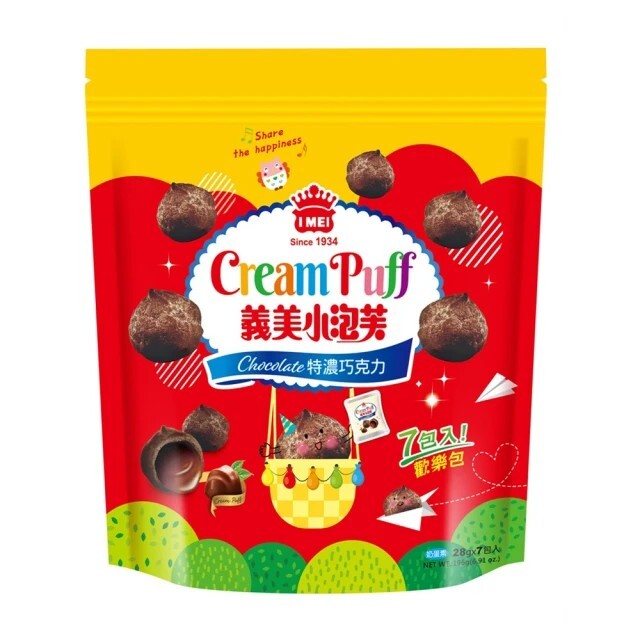 【IMEI 義美】小泡芙歡樂包196g-香醇牛奶/特濃巧克力/甜心草莓 零食 點心 辦公室 單包 小包裝 下午茶 泡芙 義美