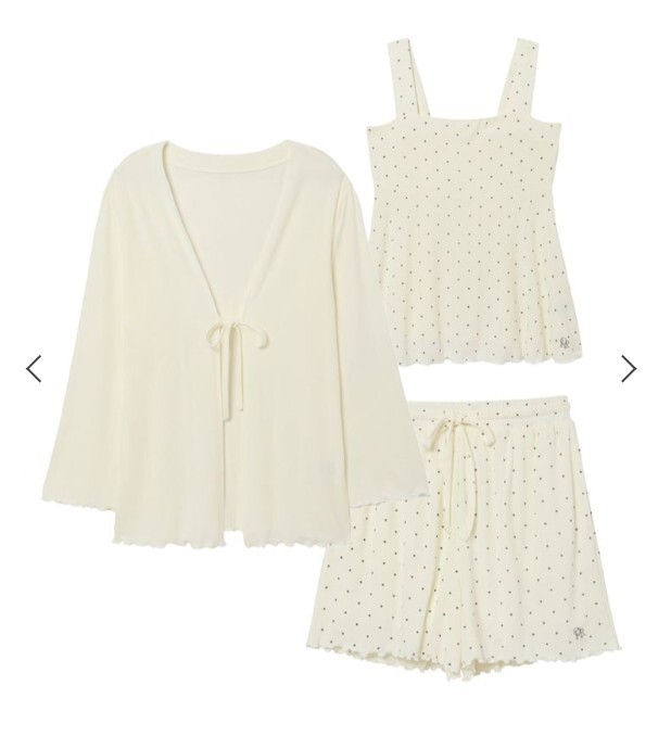 [連線] tutu anna【隱藏肩帶設計】三件組圓點家居服套裝