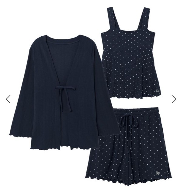 [連線] tutu anna【隱藏肩帶設計】三件組圓點家居服套裝