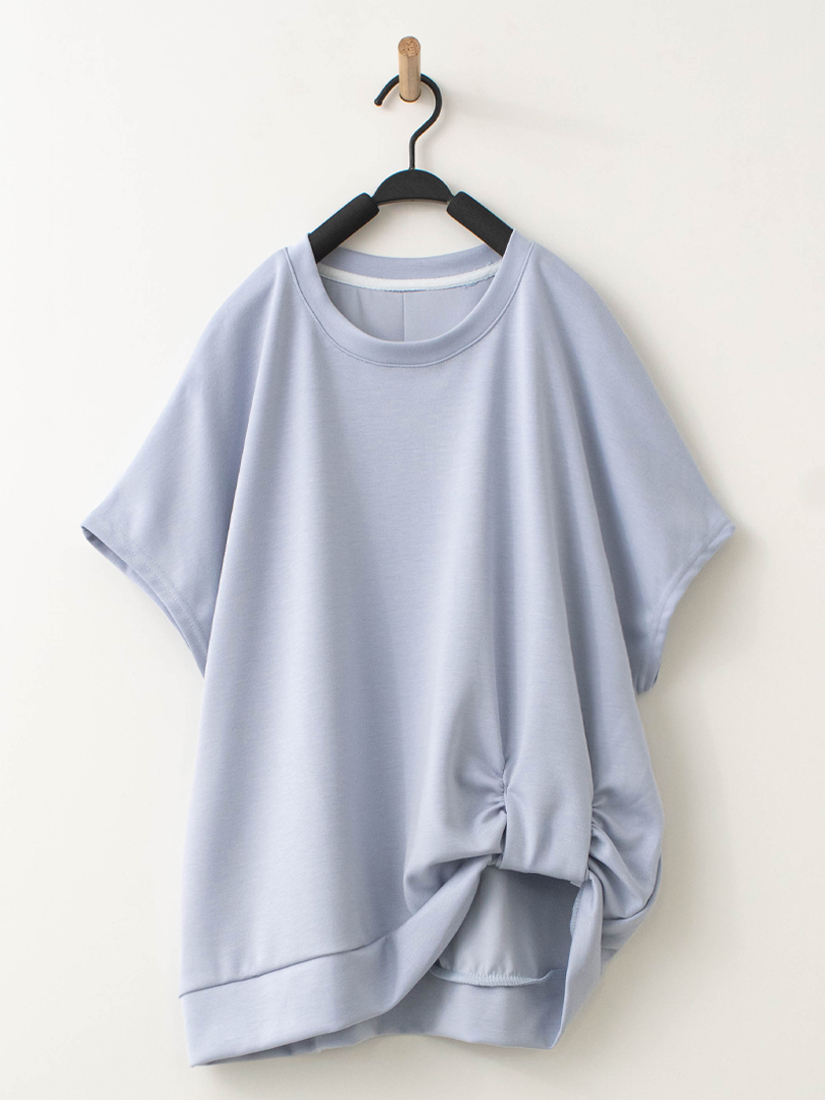 百搭素色下擺扭結空氣棉短袖上衣