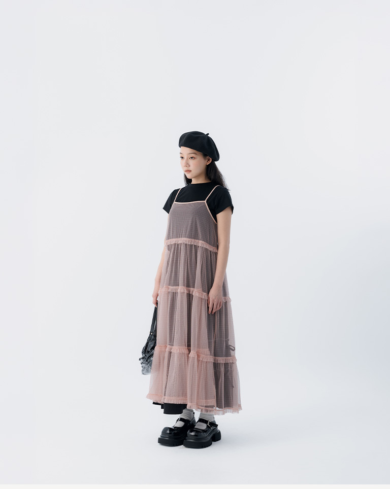 Marshmallow-patterned sheer mesh blouse, available in three colors, sizes S/M/L.【01099605】in stock+pre-order