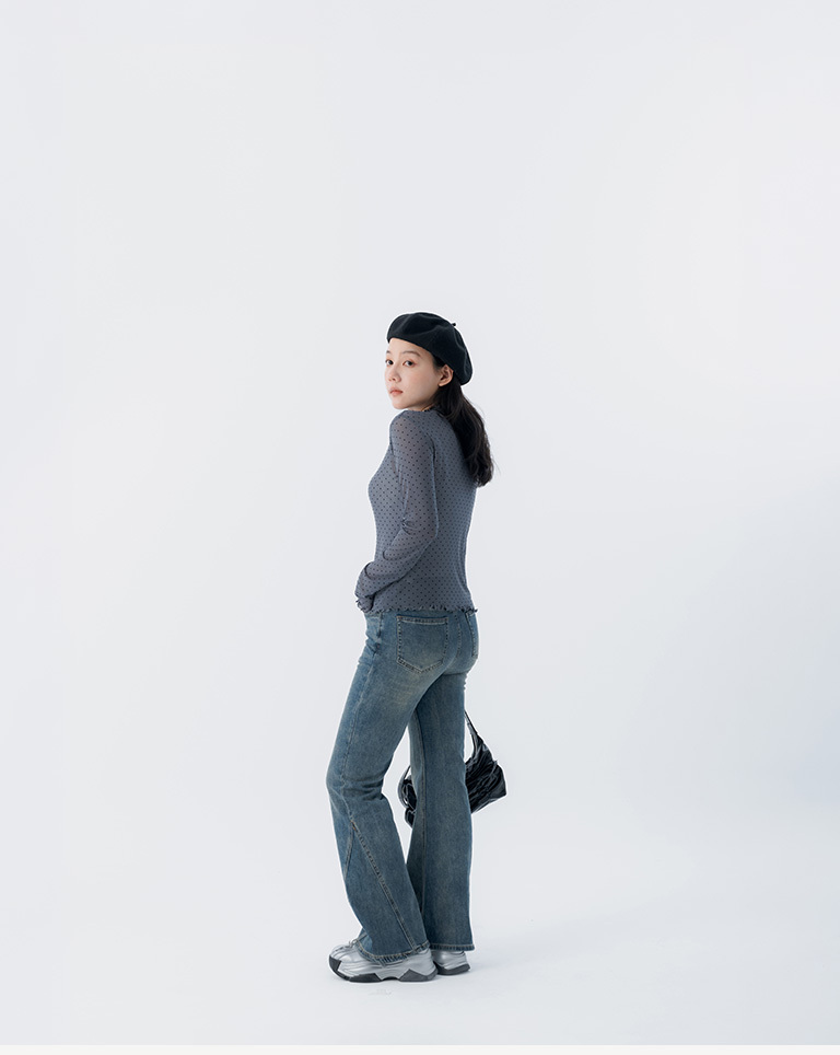 Cotton Candy All-over Polka Dot Sheer Top with Ruffled Trim, Available in Three Colors S/M/L【01099471】in stock+pre-order