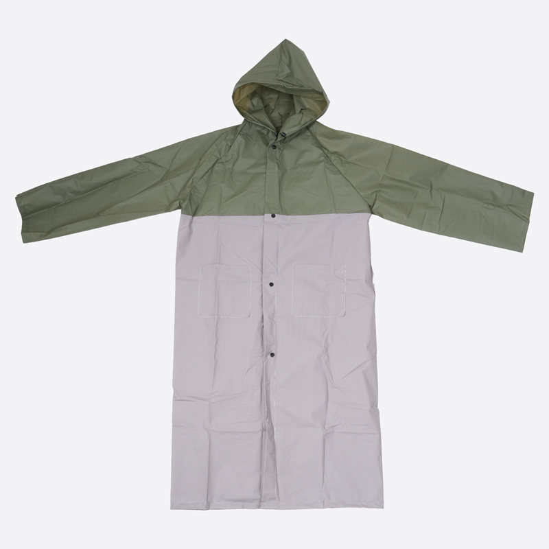 SP 大人用雙色雨衣/深綠×灰
