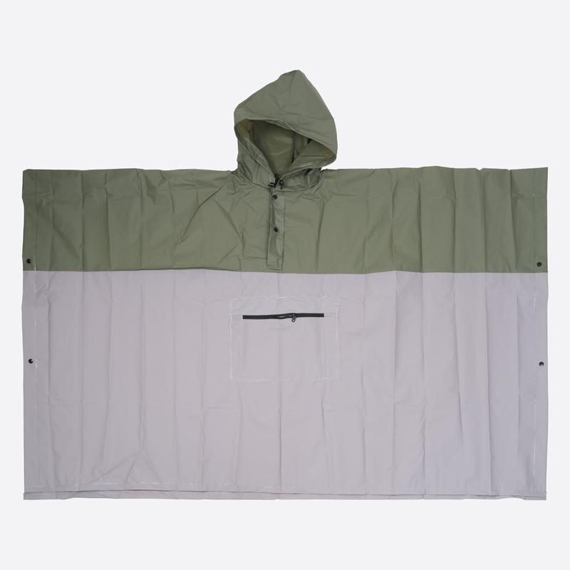 SP 大人用雙色雨披/深綠×灰