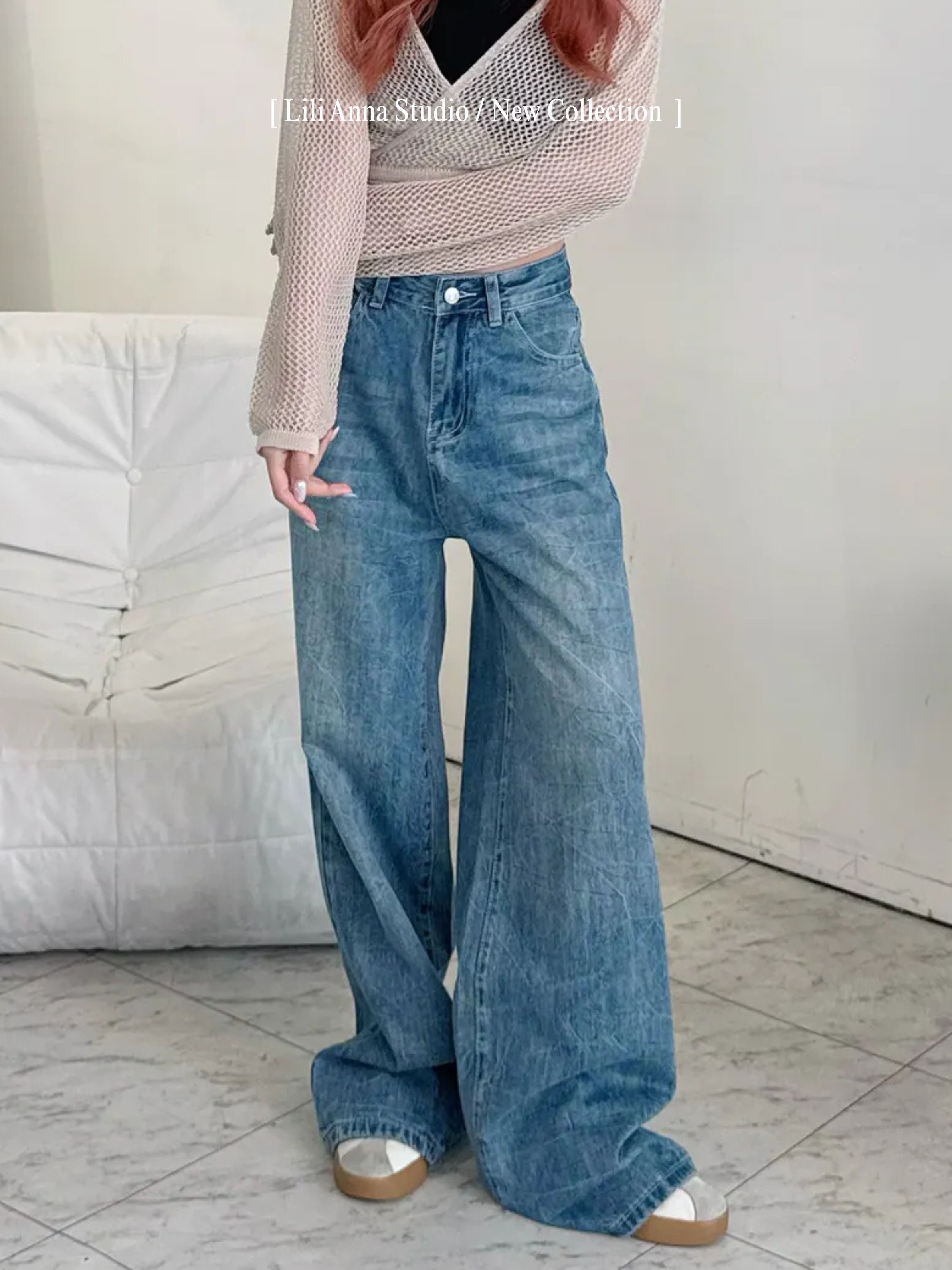 刷舊設計小標牛仔褲-0A16