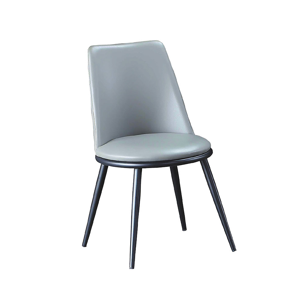柏蒂家居-羅溫工業風灰色皮革餐椅/休閒椅