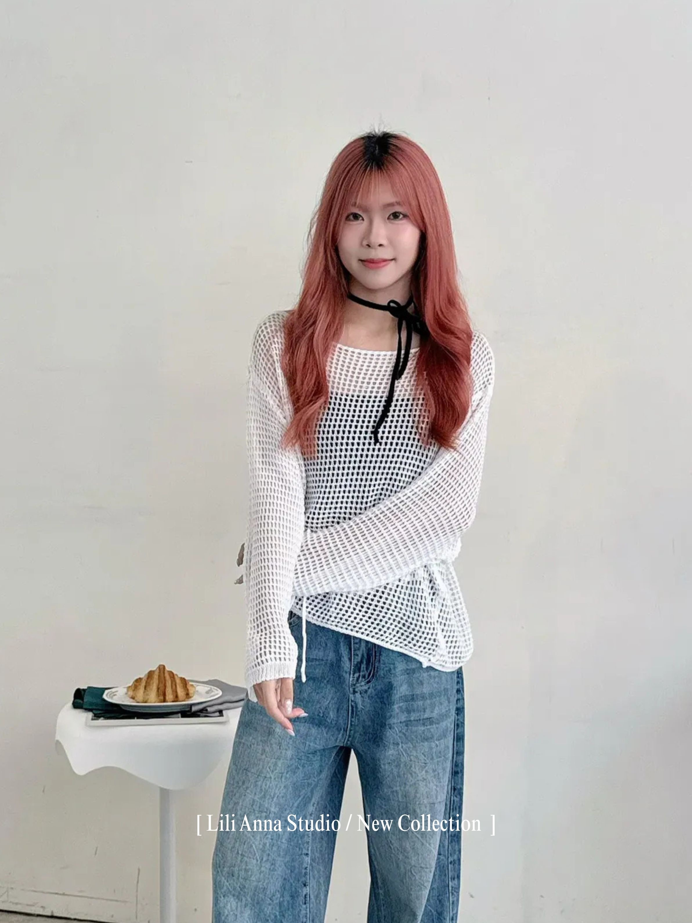 洞洞大領口上衣-0362