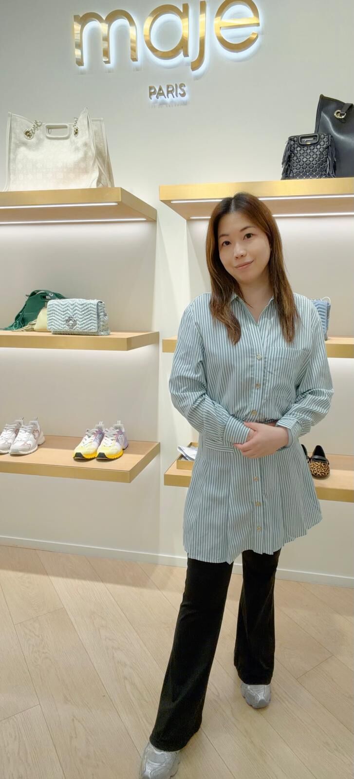 Maje 綠白直間連身裙 #MFPRO03582