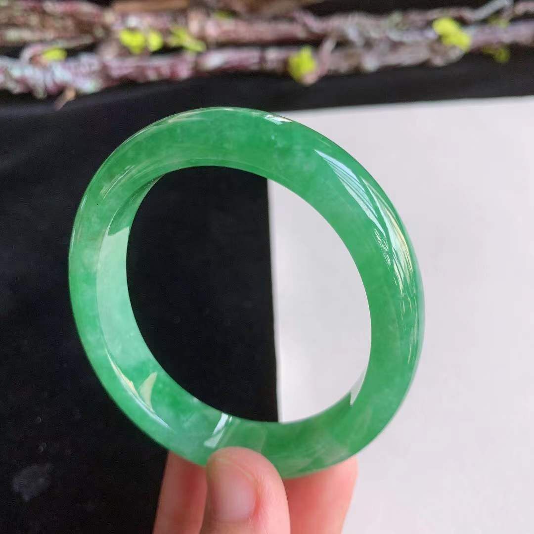 3162641 52mm翡翠冰種滿色滿綠貴妃手鐲 (50-52)