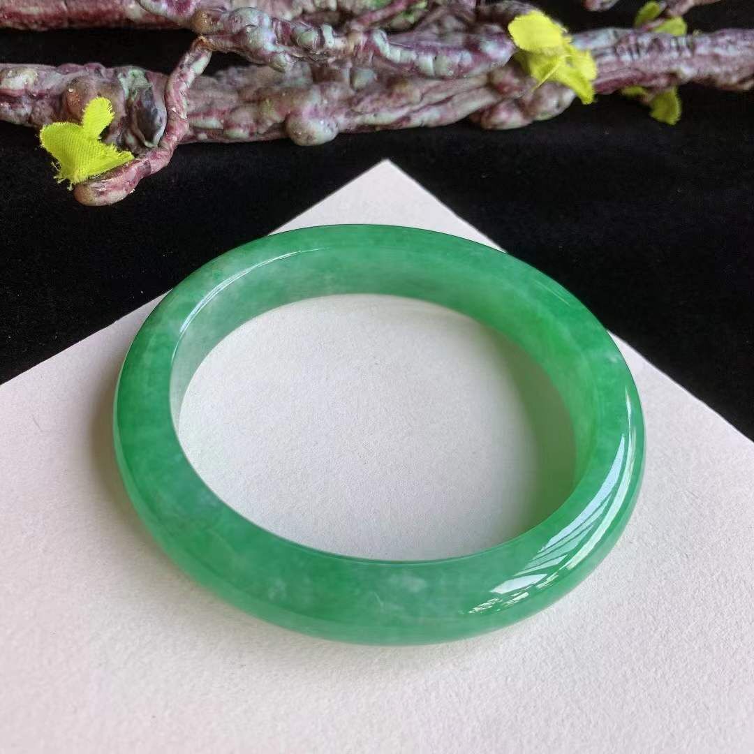 翡翠冰種滿色滿綠貴妃手鐲,天然翡翠A玉, 緬甸玉, Jade, Jadeite