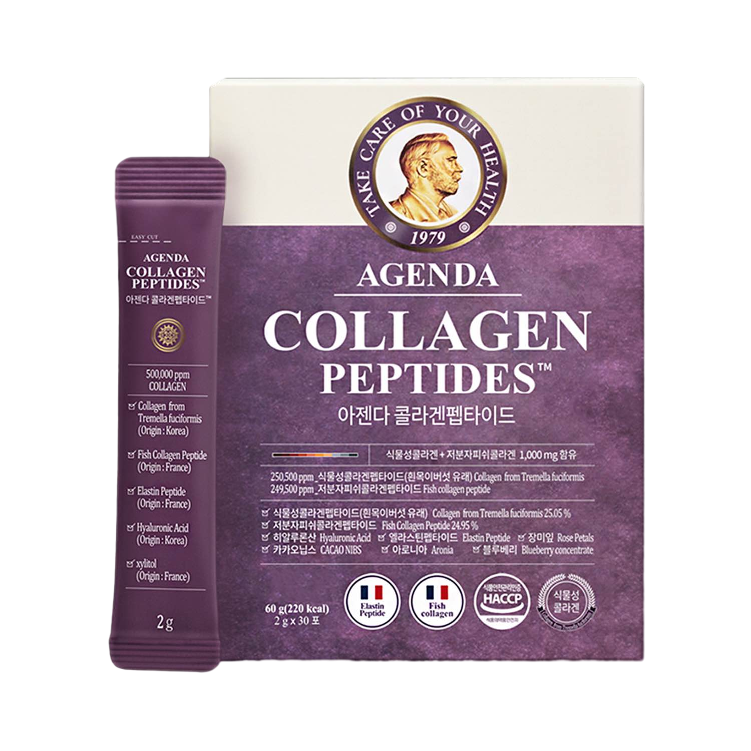 【AGENDA】雙效膠原蛋白胜肽 2g*15包 (效期：2026.11)  .