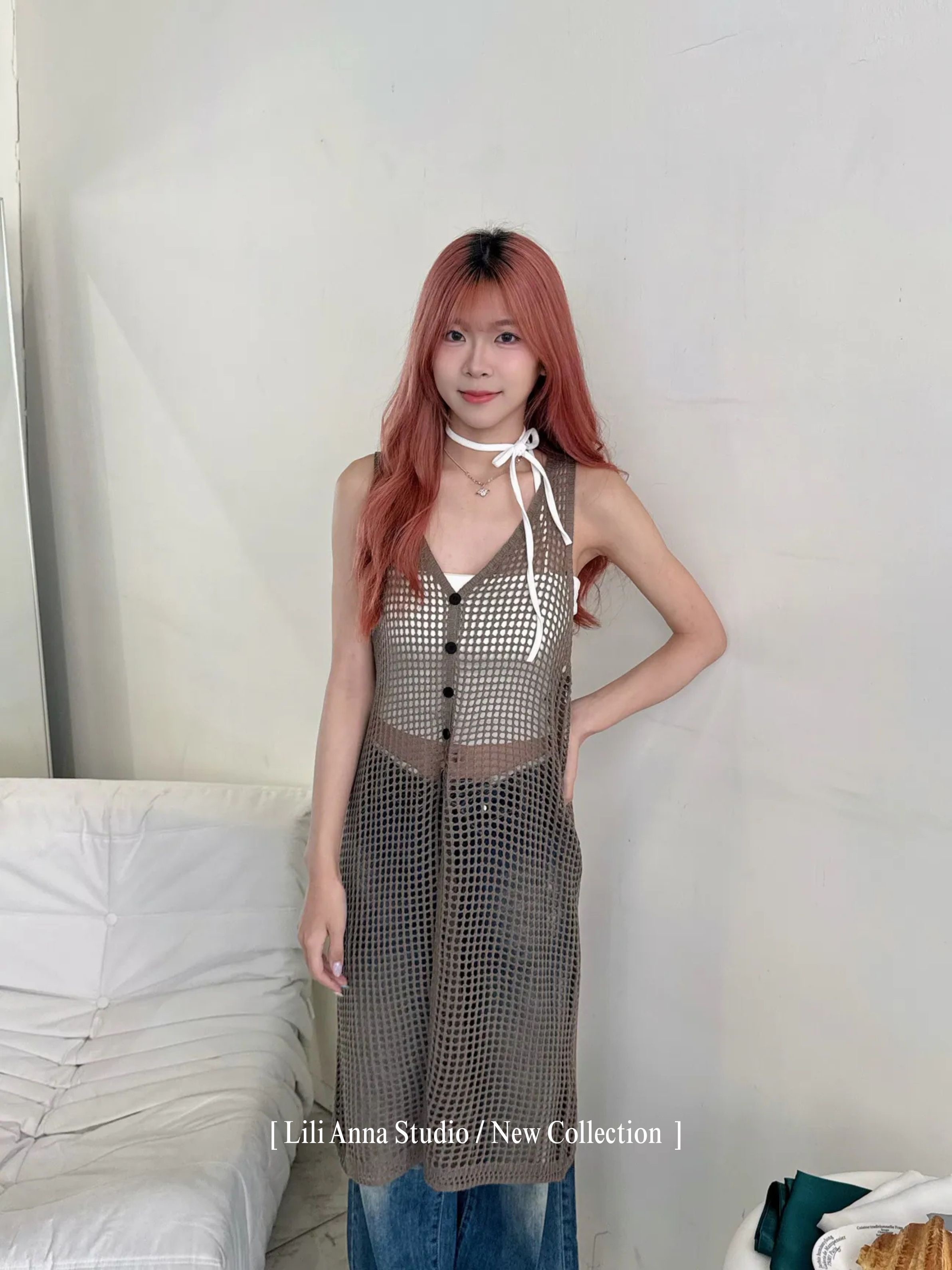 綁帶掛脖背心（帶胸墊）-0010