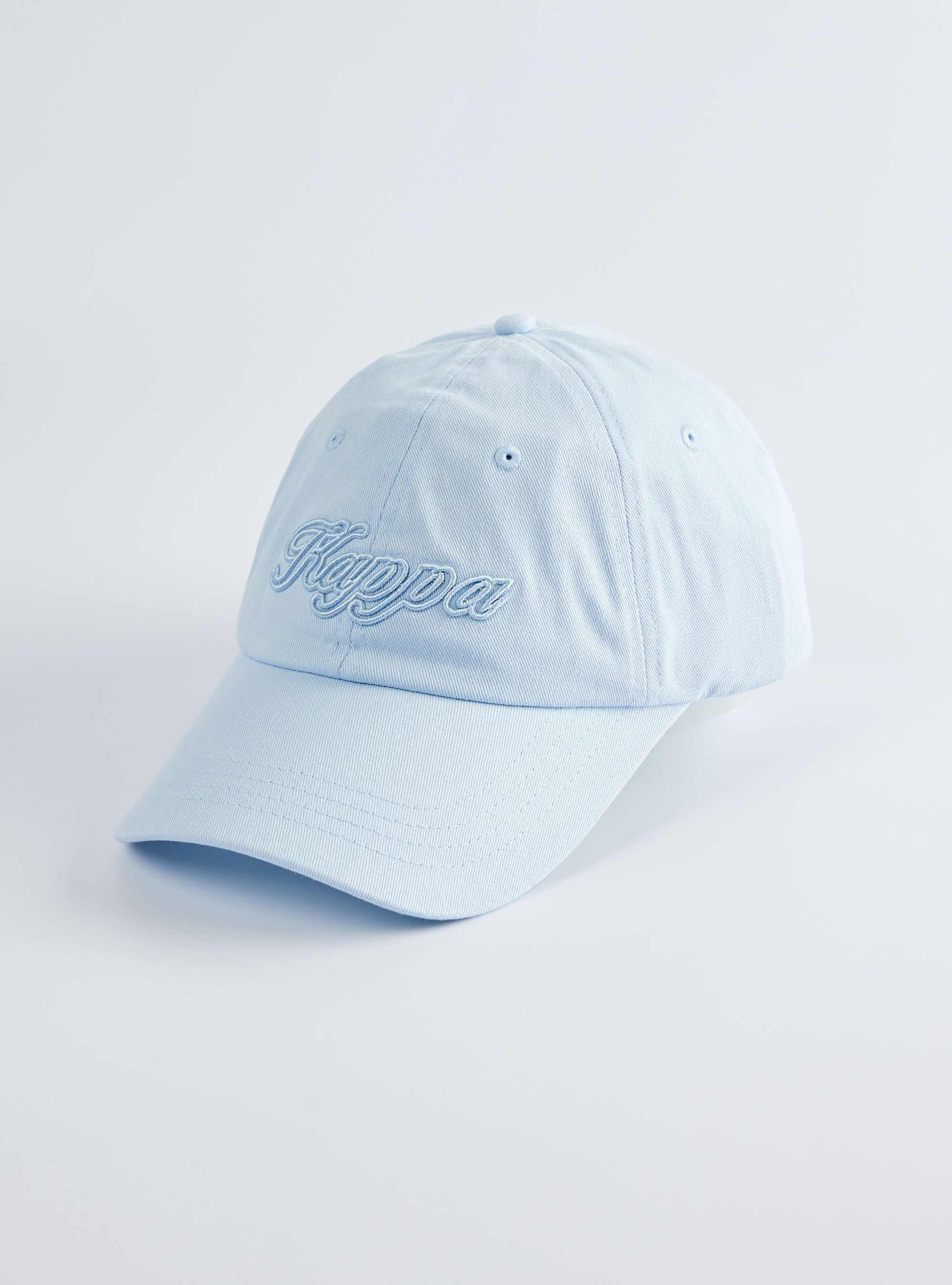 素色立體字棒球帽 (粉藍）